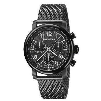 Image of IP sort stål Urban Classic Chrono Quartz med chrono Herre ur fra Wenger